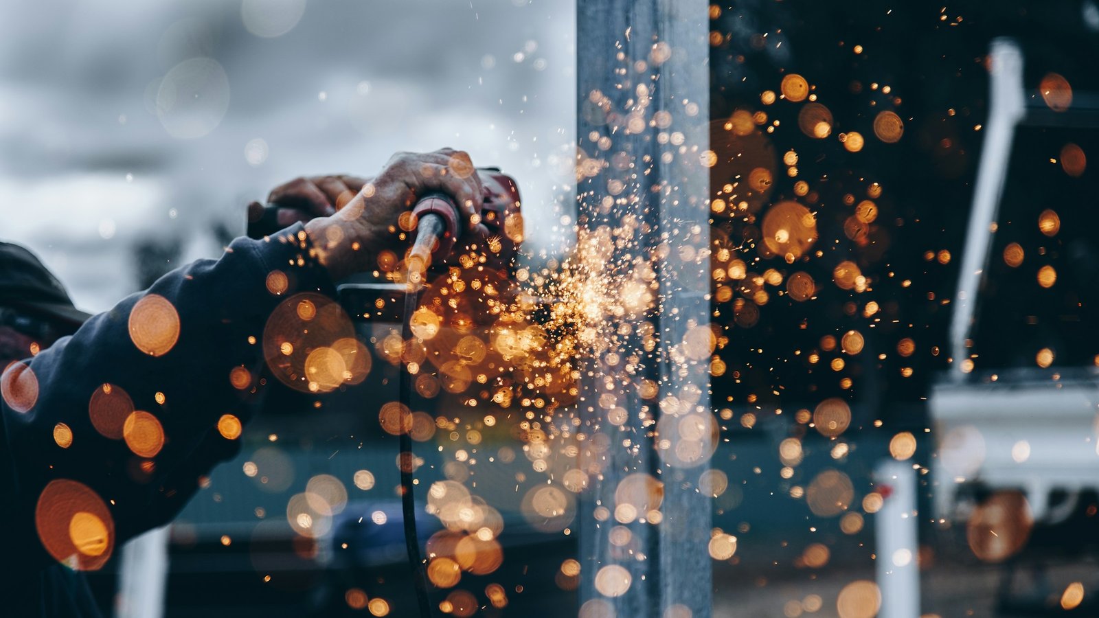 Industrial metal fabrication and sparks